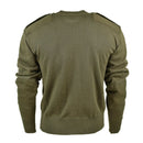 Green sweater with shoulder pads on a white background