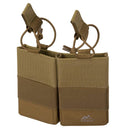 Helikon-Tex double rifle magazine pouch in tan Cordura fabric with MOLLE attachments for tactical gear.