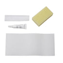 Katadyn Hiker Pro water filter replacement set including mesh, silicone lubricant, sponge, and filter cloth parts laid out.