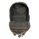 Open MIL-TEC U.S. Assault tactical backpack 20L showing spacious interior with multiple compartments flecktarn camo