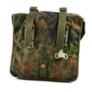 Original German army flecktarn camo combat bag with MOLLE straps and buckles for secure outdoor gear storage