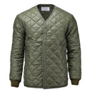 Original Swedish army olive green quilted military parka liner jacket for added winter insulation and warmth