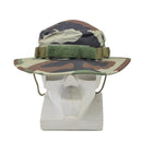 French Army style boonie hat in CCE camo with wide brim, vent holes, and adjustable chin strap on mannequin head