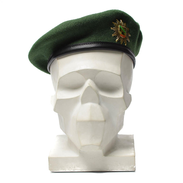 Genuine German Police green beret hat cap wool with metal cockade insignia NEW