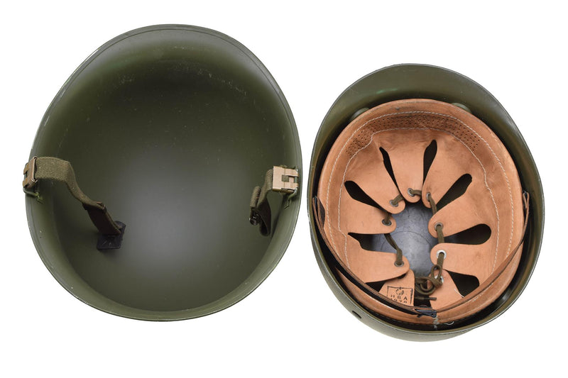 Casque militaire belge original en acier M51, combat tactique, armée, intérieur en PVC, olive