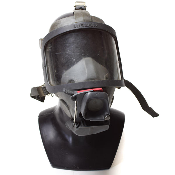 Echte Gesichtsmaske der Marke Interspiro für Feuerwehrleute, Pressluftatmer, Atemschutzgerät, Gasmaske