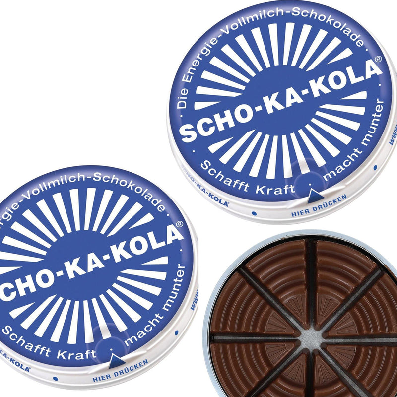 Energía alemana chocolate chocolate escolar con leche integral 100 g de estaño azul