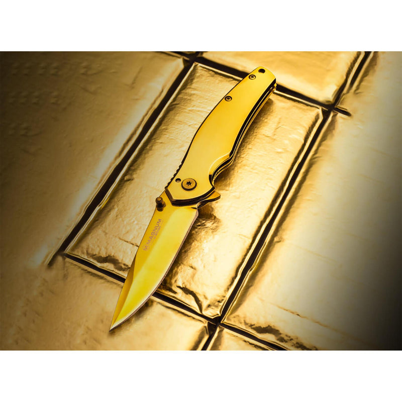 Boker Gold finger folding pocket knife anodized stainless steel 440A linerlock