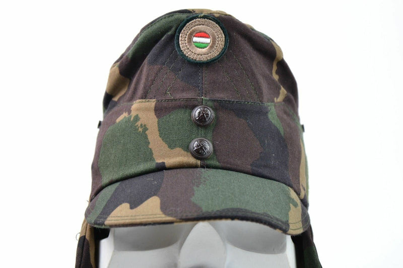 Genuine Hungarian camo army winter cap military field hat with color badge NEW