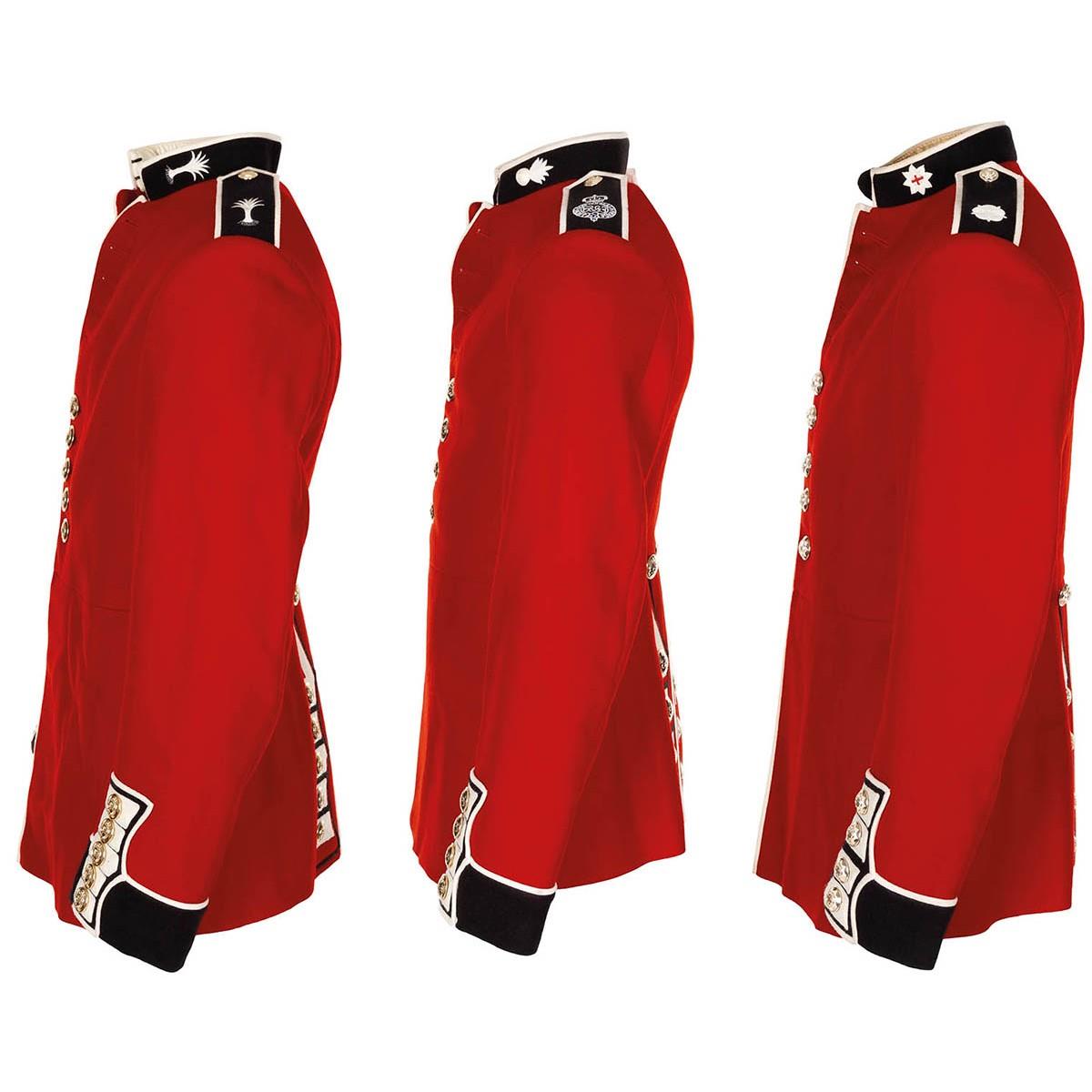 Auténtica chaqueta del ejército británico, uniforme, túnica, vestido rojo, guardias escarlata, caballería