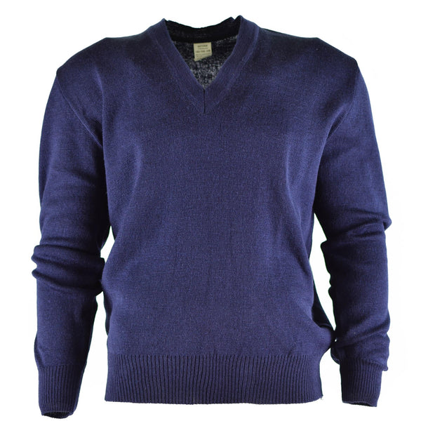 Stretta maglione dell'esercito ceco originale Blue lana blu in surplus militare del scollo a V Nuovo