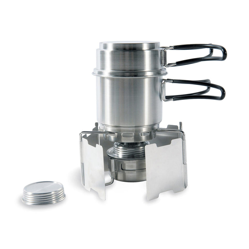 Tatonka Alcohol burner stove set outdoor cooking kit stainless steel pot stand