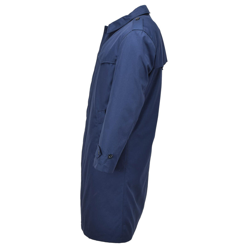 Original Dutch Military issue Men's raincoat quilted liner trenchcoat solid blue