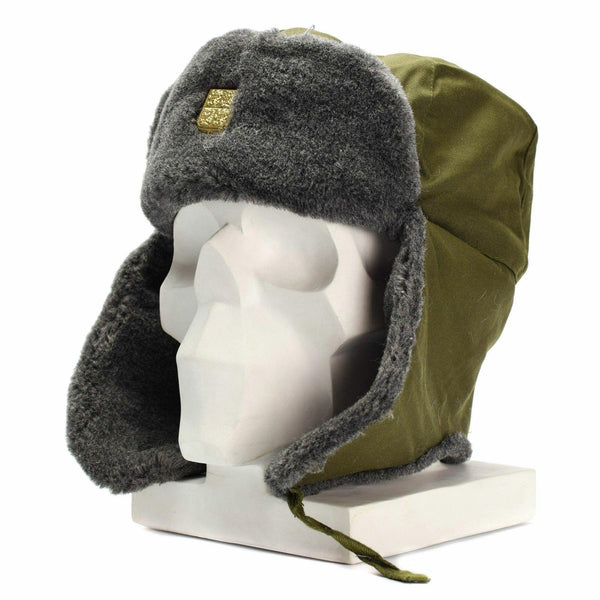 Cappello invernale militare dell'esercito ceco generoso Ushanka grigio cappello d'uliva con badge nuovo