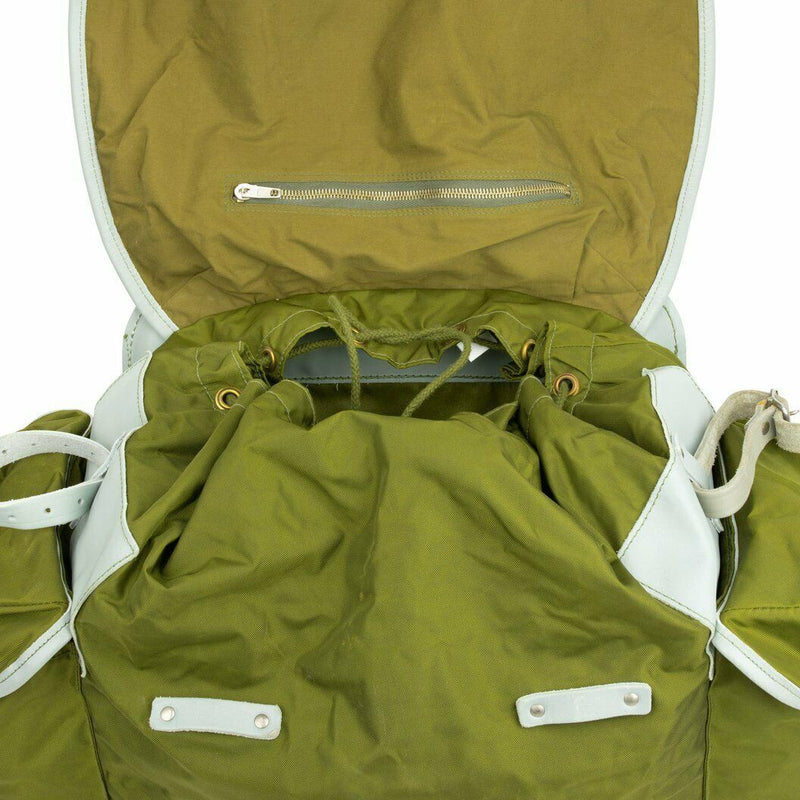 Sac à dos militaire norvégien authentique avec cadre en toile de l'armée, sac à dos en cuir
