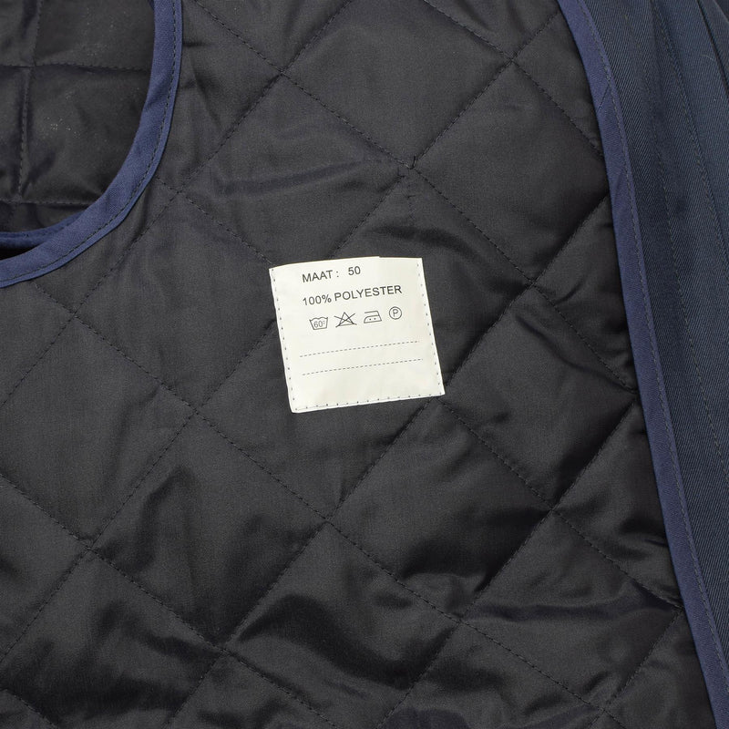 Original Dutch Military issue Men's raincoat quilted liner trenchcoat solid blue
