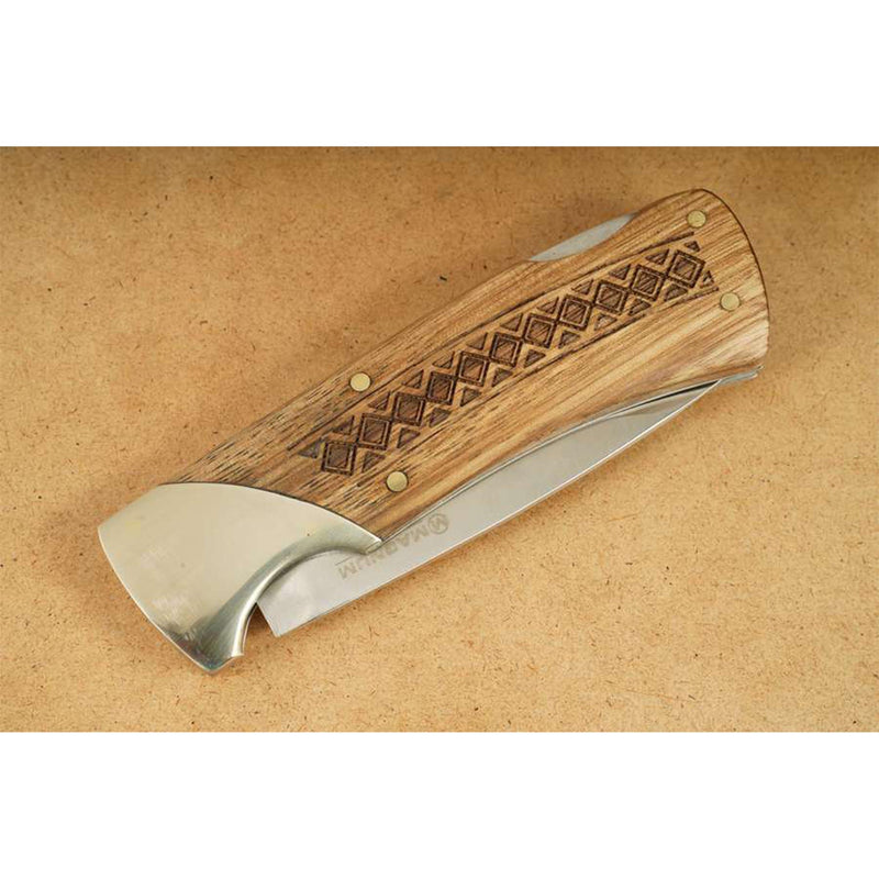 Boker Brand folding pocket knife Woodcraft stainless steel 440A wooden handle