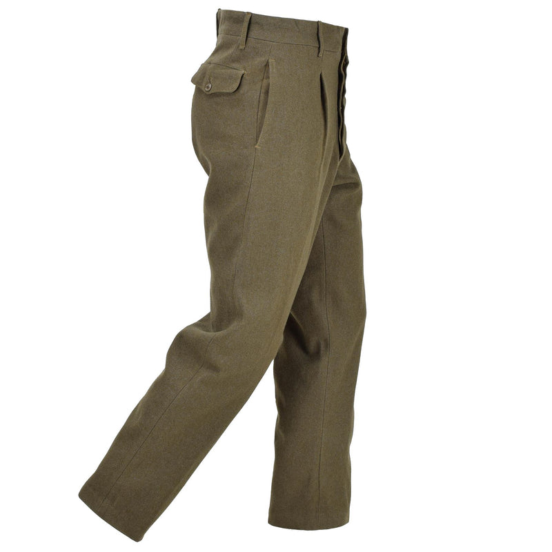 Original Italian army wool uniform olive pants dress formal vintage trousers