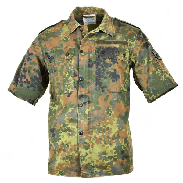 Camisa del ejército alemán original con cremallera Flecktarn mangas cortas Combate BW Ejército Problema