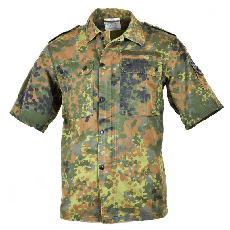 Camisa del ejército alemán original con cremallera Flecktarn mangas cortas Combate BW Ejército Problema