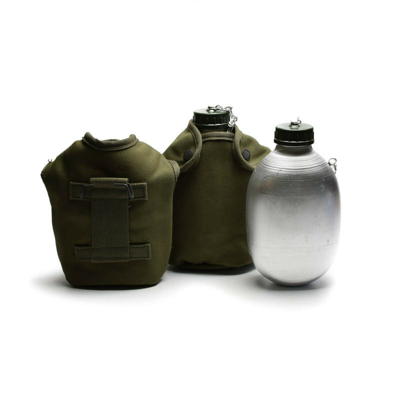 Original French Army Drinking Flask Water Bottle Canteen pot cotton pouch OD NEW