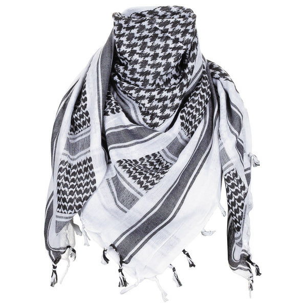 MFH Shemagh Écharpe classique tactique en coton Desert Wrap Noir Blanc