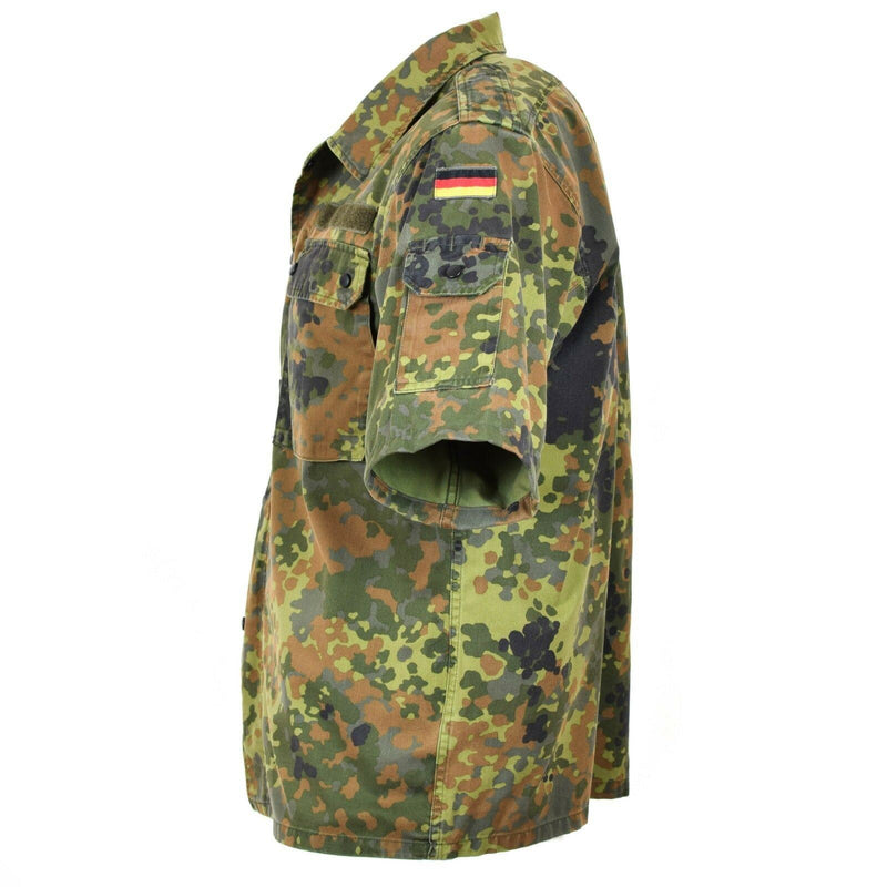 Camisa del ejército alemán original con cremallera Flecktarn mangas cortas Combate BW Ejército Problema