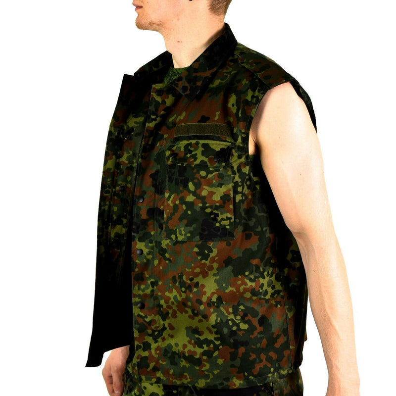 Original GERMAN ARMY VEST ZIPPED flecktarn camo tactical combat BW Army issue
