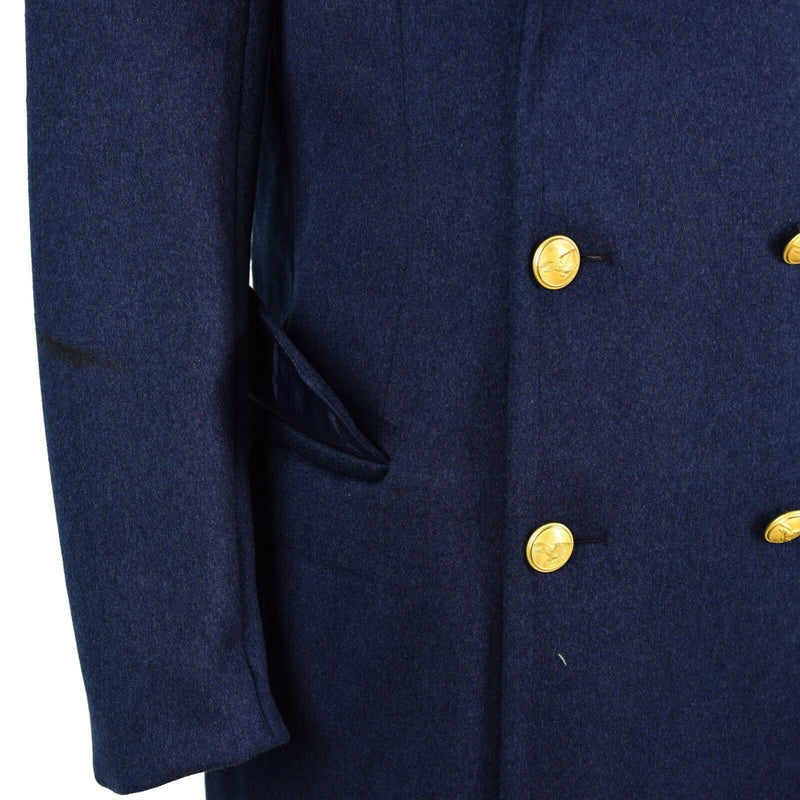 Genuine Italian army Wool Overcoat blue military officer air force long coat