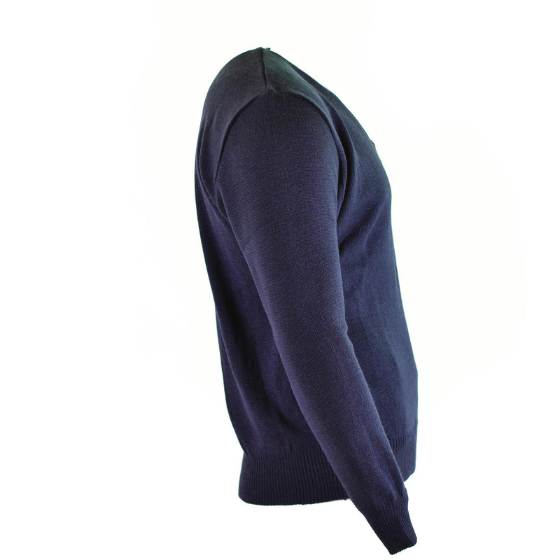 Stretta maglione dell'esercito ceco originale Blue lana blu in surplus militare del scollo a V Nuovo