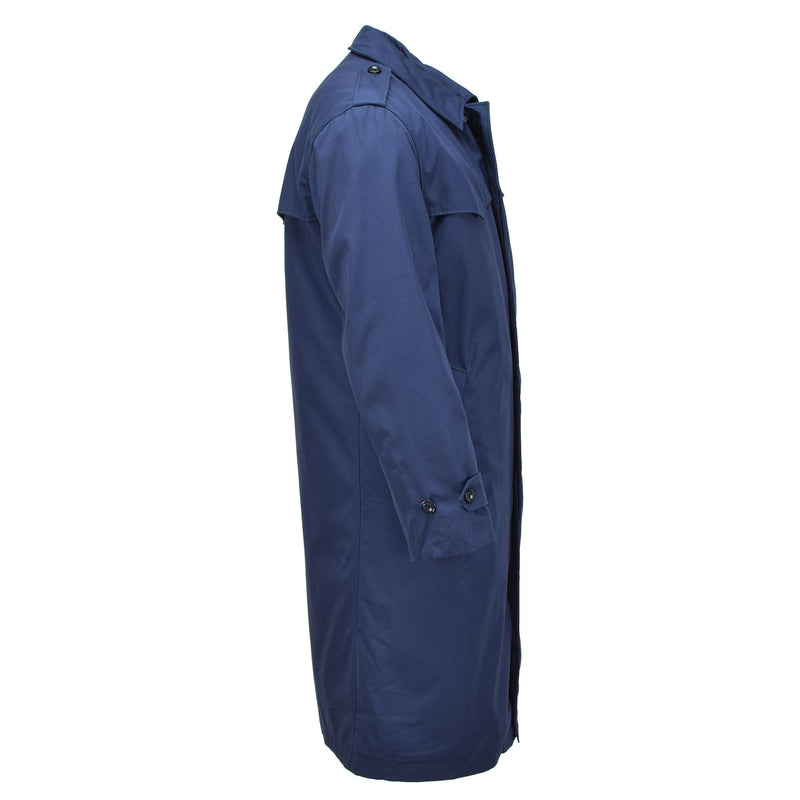 Original Dutch Military issue Men's raincoat quilted liner trenchcoat solid blue