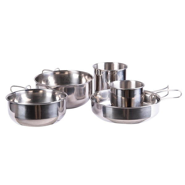 Mil-Tec Cooking Set in acciaio inossidabile a 5 pezzi Campeggi per esterni