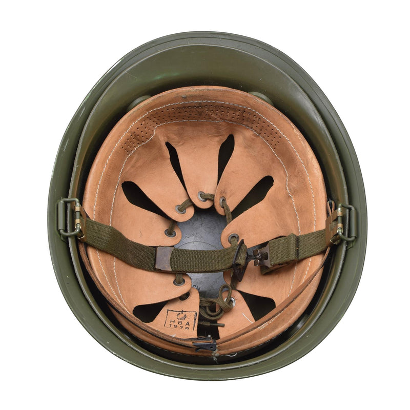 Casque militaire belge original en acier M51, combat tactique, armée, intérieur en PVC, olive