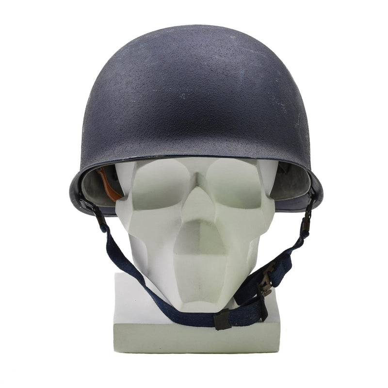 Casque militaire belge original en acier M51, combat tactique, armée, intérieur en PVC, bleu
