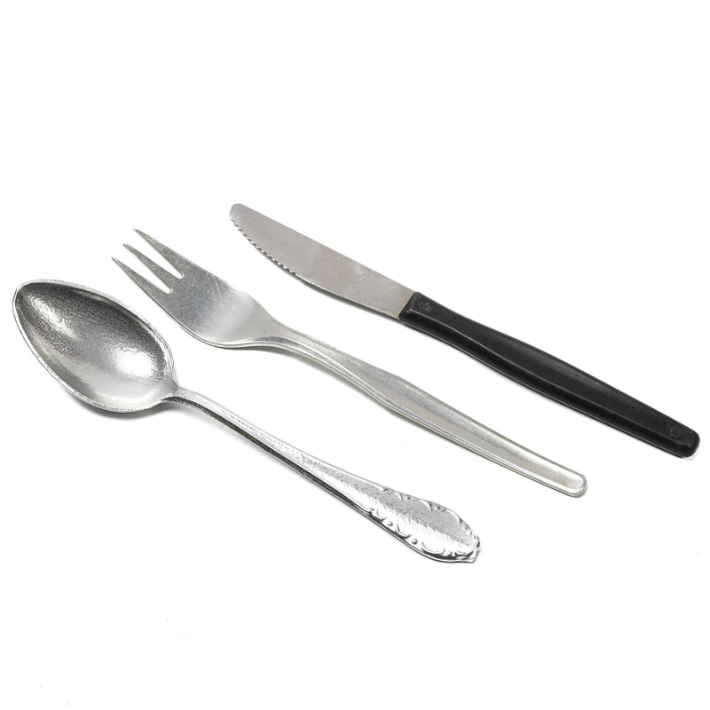 Genuine Czech army 3 pieces aluminum cutlery set white bag military surplus