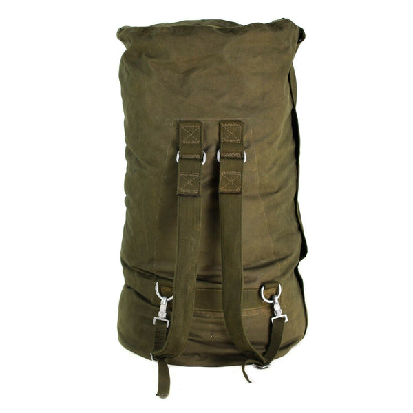 Genuine German army sea sack duffel bag w shoulder straps large Olive backpack