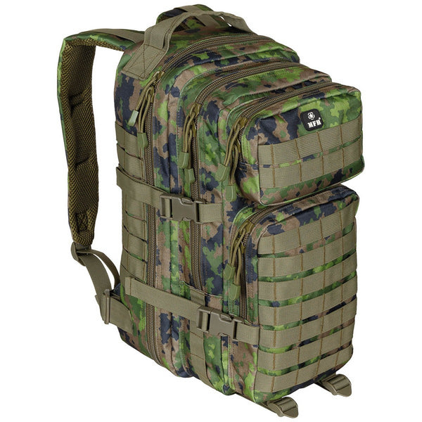 MFH Assault I Tactical Backpack 30L Padded Shoulder Straps MOLLE M05 Camo