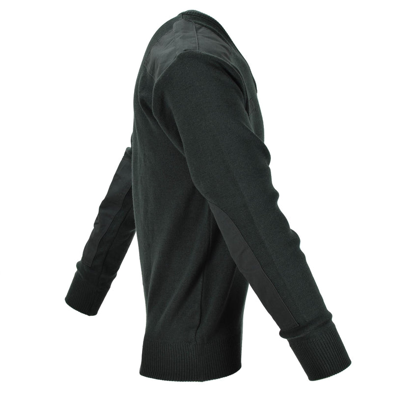 Pull hollandais authentique Pull de l'armée Pull Commando Vert foncé Col en V Homme NEUF 