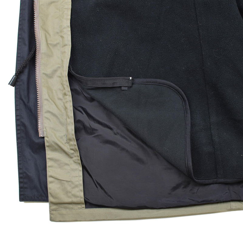 Genuine Dutch army parka with liner officer coat jacket Khaki buttoned pockets - GoMilitar