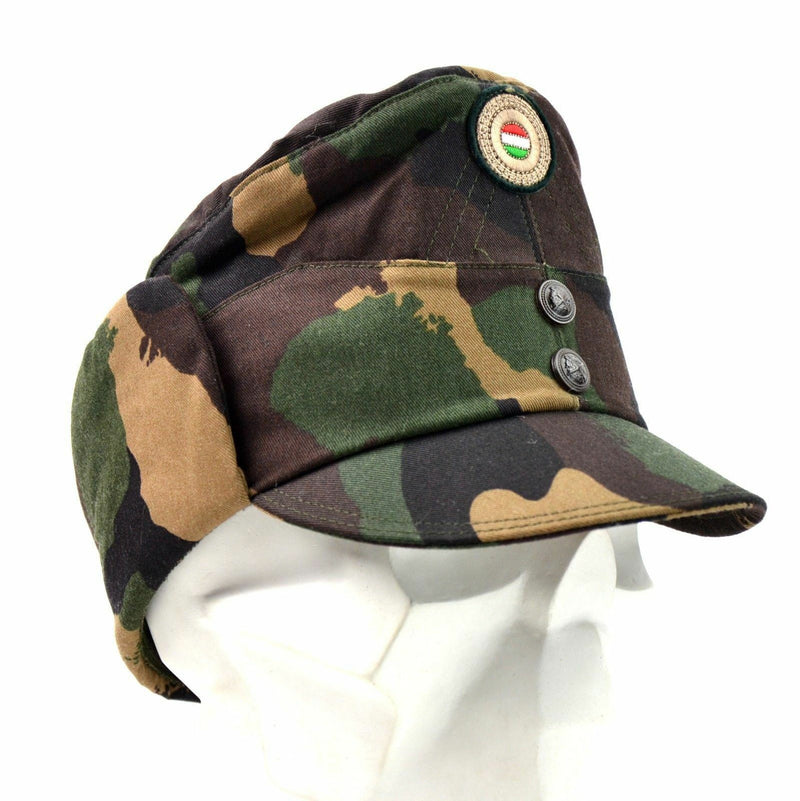 Genuine Hungarian camo army winter cap military field hat with color badge NEW