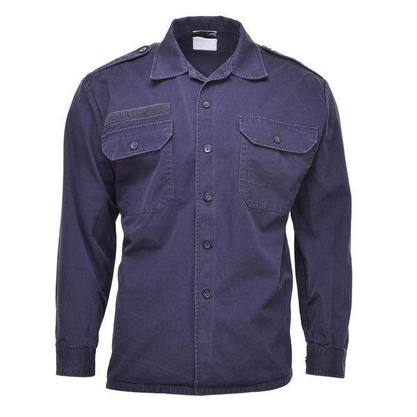 Camisas del ejército holandés genuinas Jacket de uniforme de mangas largas Azul marina Surplus militar