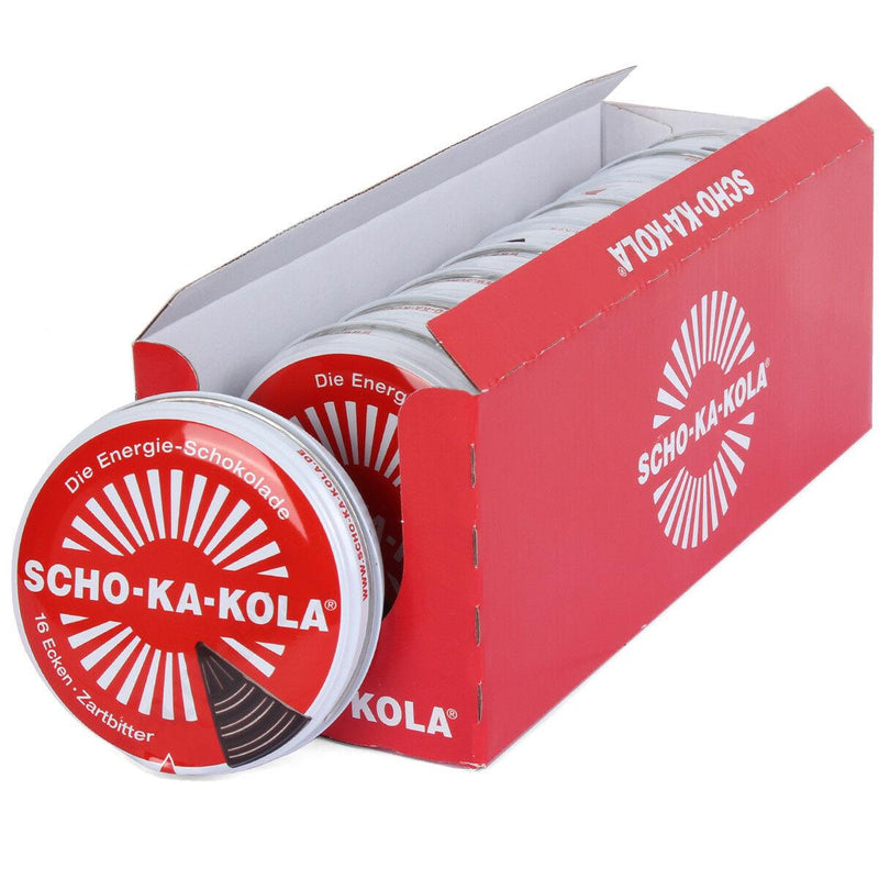 Energía alemana de chocolate negro Scho-ka-kola cafeína y nuez de cola 100 g de estaño