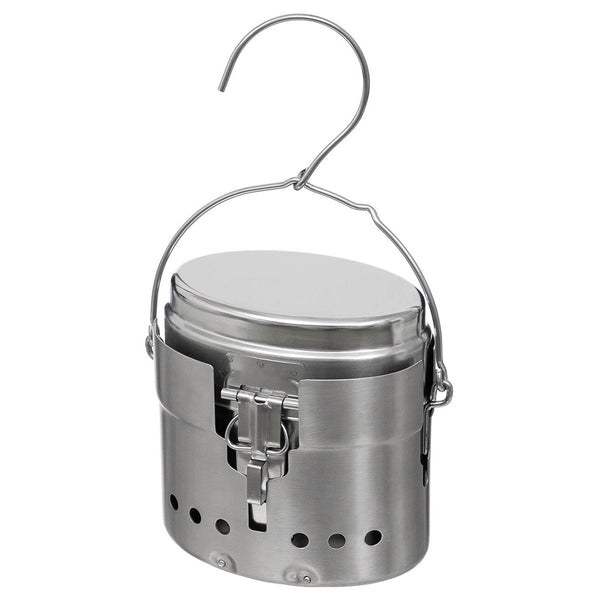 MFH Ejército sueco Trangia Mess Kit Repro M40 Acero inoxidable 1.5L Campos de campamento
