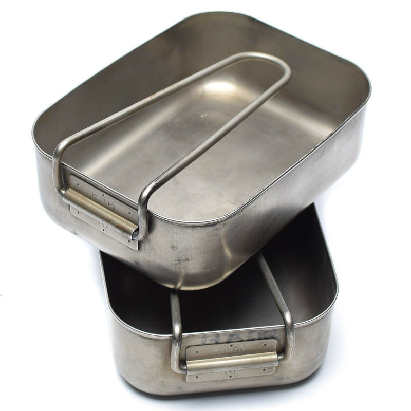 Original Dutch Military stainless steel 2pcs mess tins mess kit Cooker Military Bushcraft