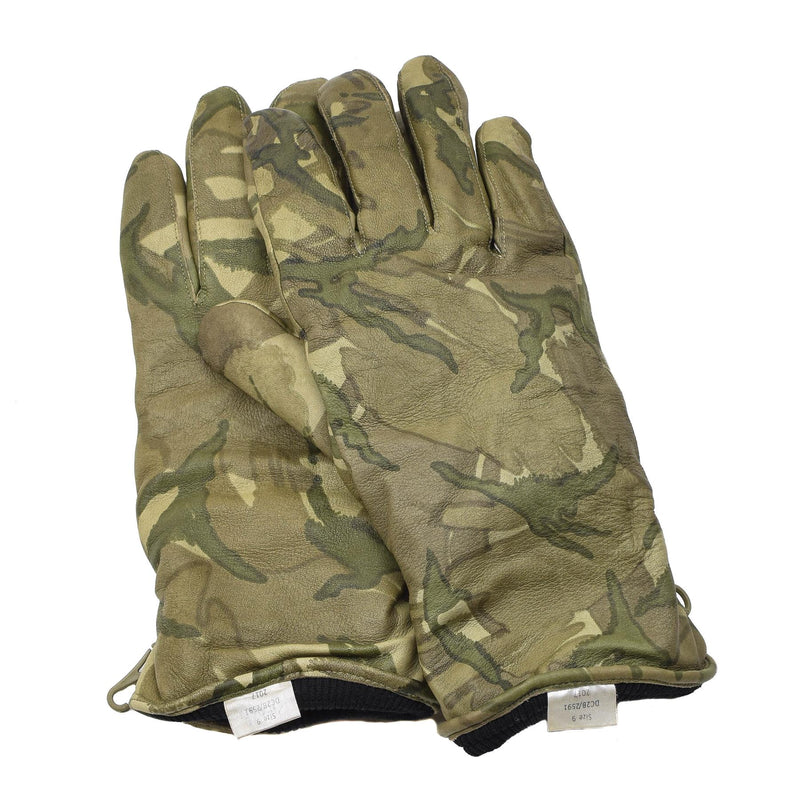 Guantes de cuero tácticos de combate militares británicos genuinos camuflaje MTP aislado