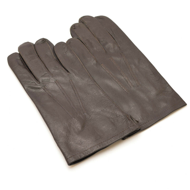 Gants militaires belges authentiques en cuir noir marron, surplus militaire à doigts complets