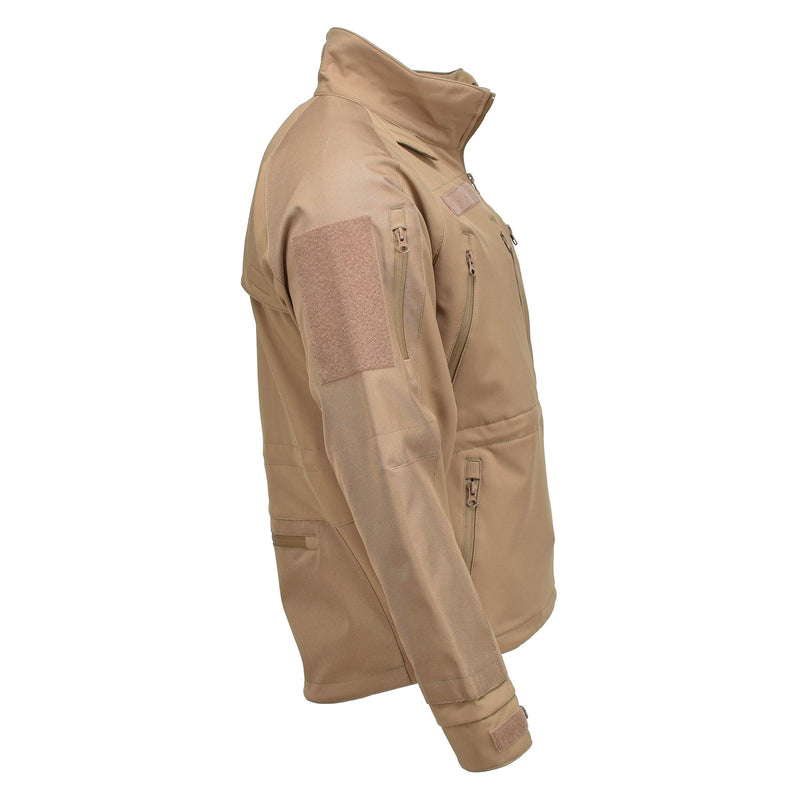 Chaqueta de senderismo a prueba de viento de Mil-tec cáscara de tormenta suave zips de vellón de vellón coyote