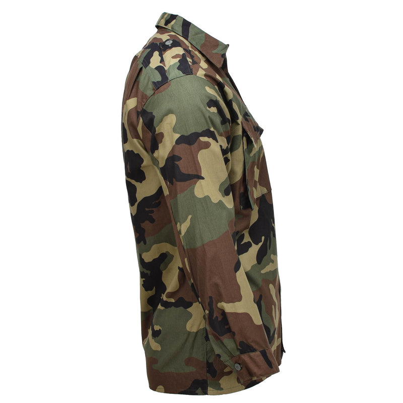 Camisa de número militar croata original Cotton Bdu Woodland Camo Ejército Exclamación Nuevo