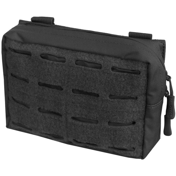Pochette de ceinture utilitaire tactique MIL-TEC découpée au laser de type MOLLE, sac en sangle noire de petite taille