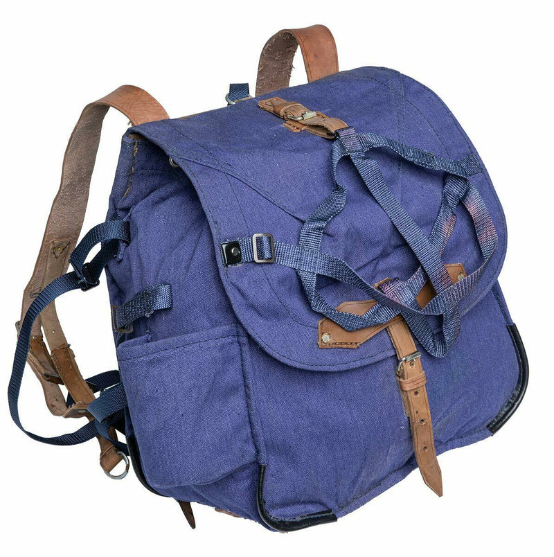 Genuino ejército rumano Rucksack Excedente militar de lienzo azul Haversack Bag NUEVO